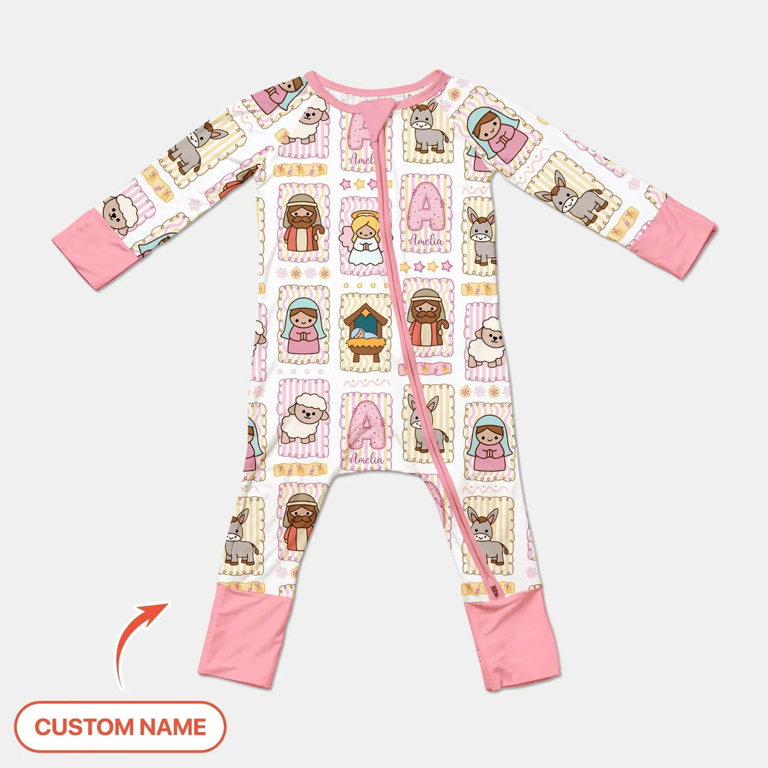 Custom Name Christmas Nativity Bamboo Convertible Zippy