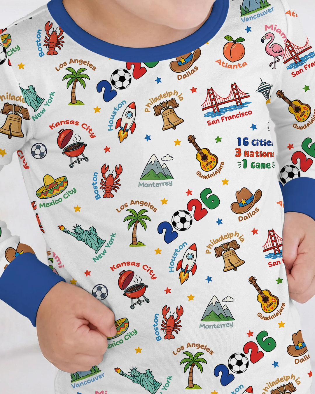 Soccer Cup Host Cities 2026 Bamboo Two Piece Long Sleeve Pajama Set