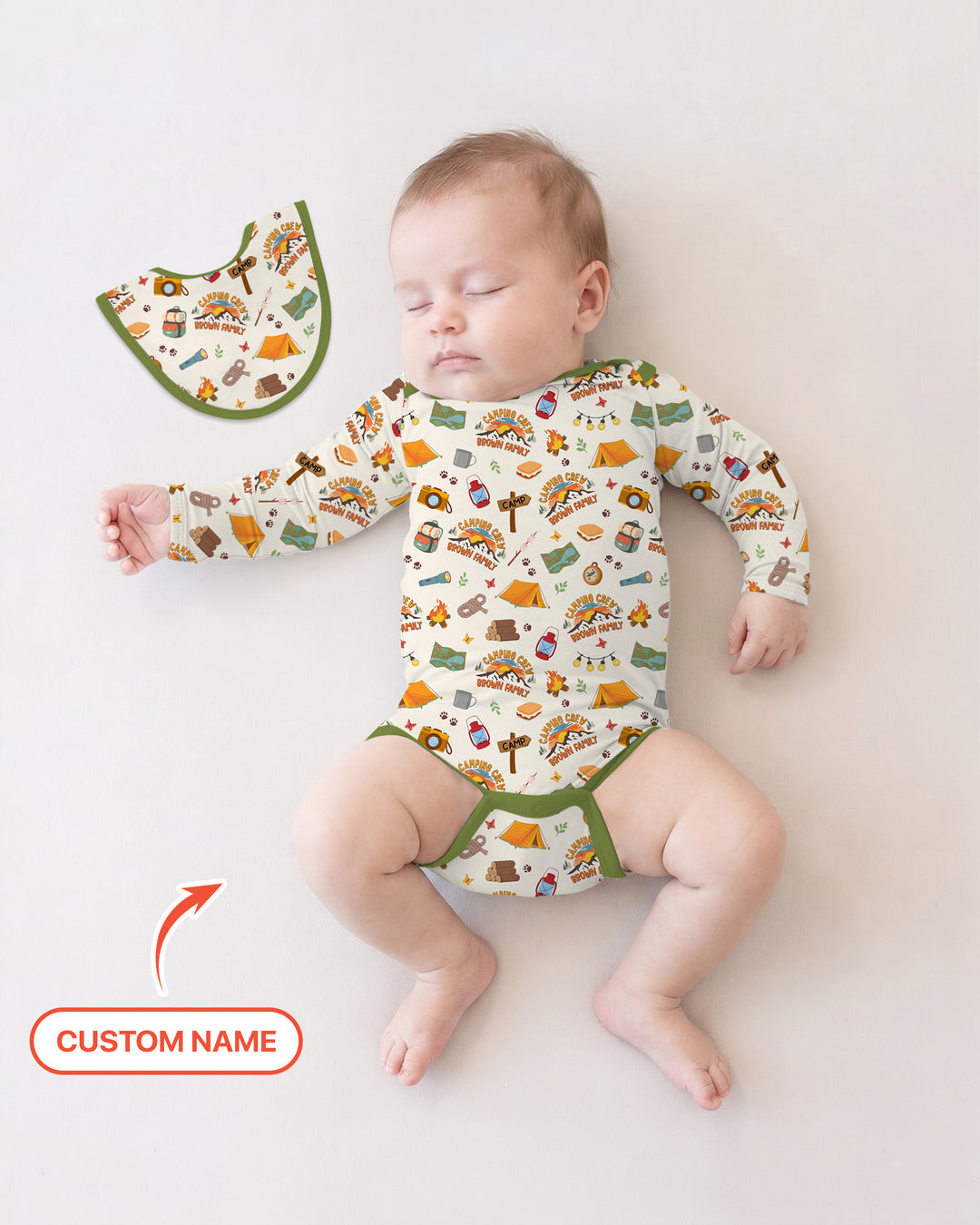 Custom Name Camping Crew Family Matching Bamboo Bodysuit