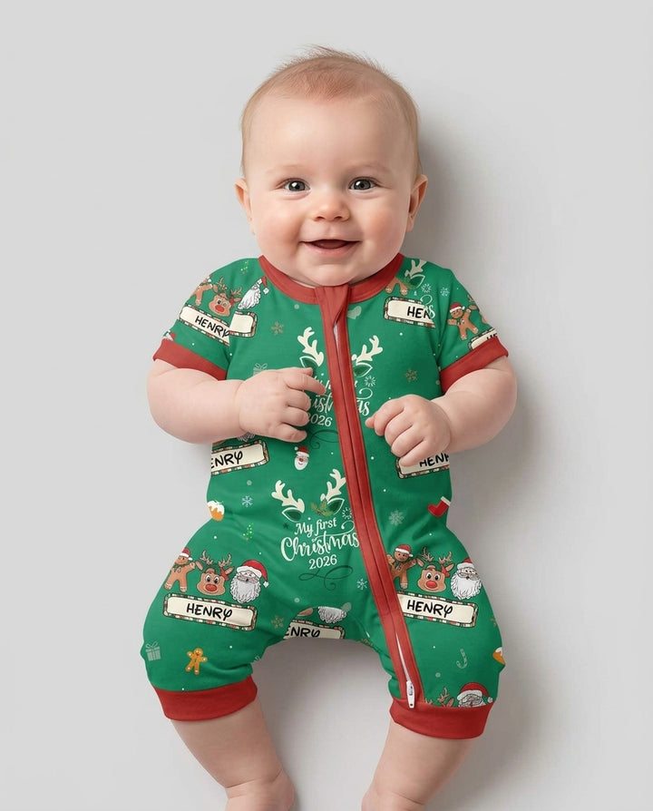 Custom Name Merry Christmas My Deer 2026 Bamboo Shorty Zippy