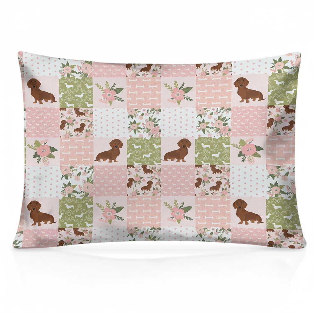 Floral Dachshund Grace Bamboo Pillow Case