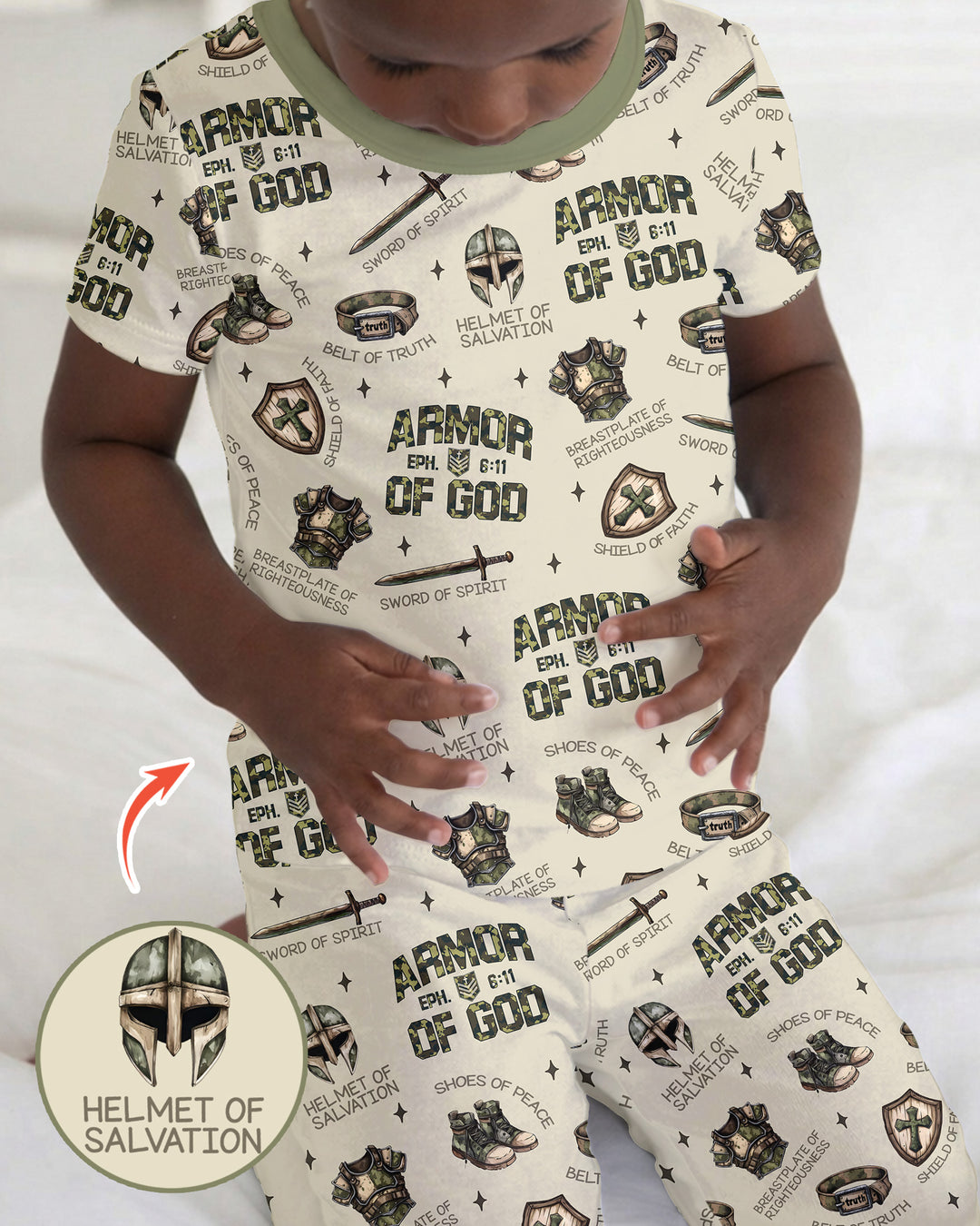 Camo Armor Of God Bamboo Two Piece Short Sleeve Pajama Set