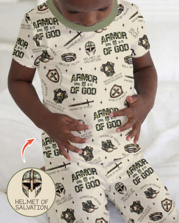 Camo Armor Of God Bamboo Two Piece Short Sleeve Pajama Set