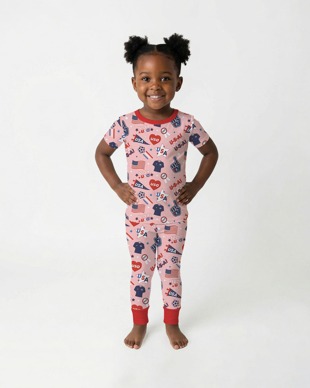 Soccer Party Team USA Bamboo Two Piece Short Sleeve Pajama Set
