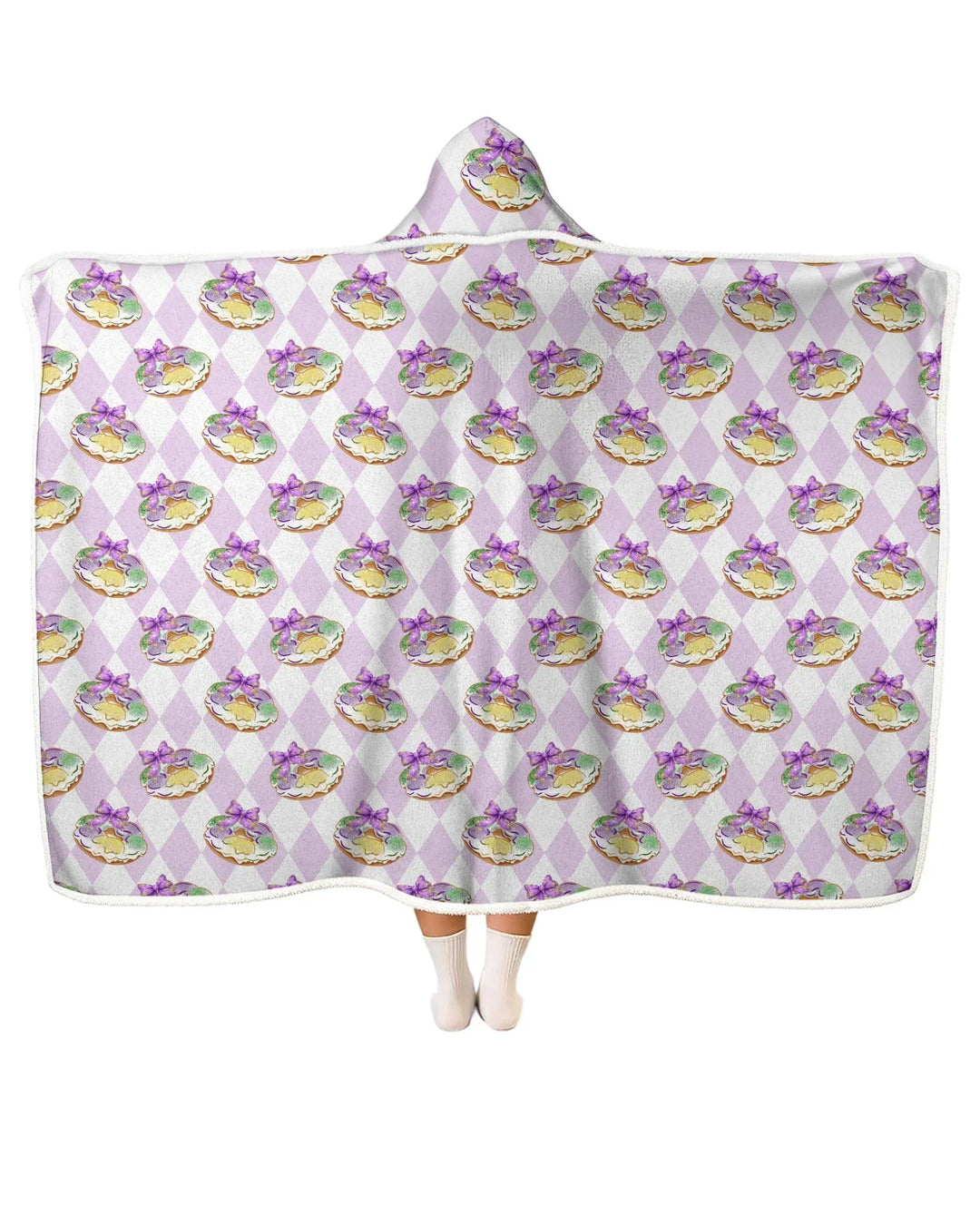 Mardi Gras Donut Bamboo Wearable Hooded Blanket