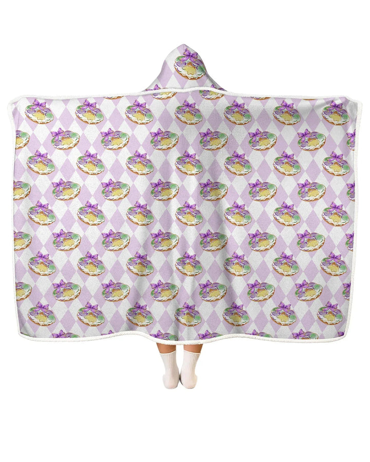 Mardi Gras Donut Bamboo Wearable Hooded Blanket