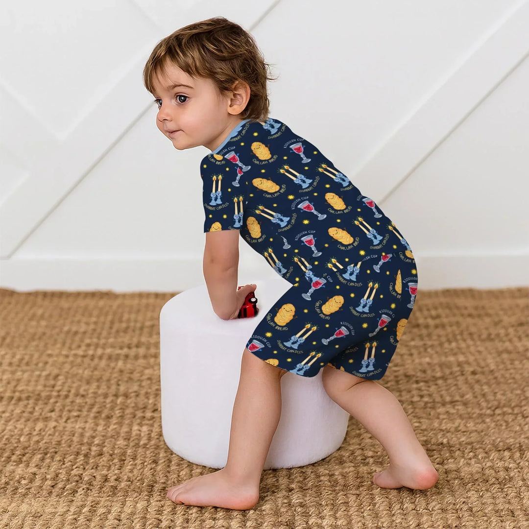Shabbat Eve Bamboo Two Piece Short Sleeve Shorts Pajama Set