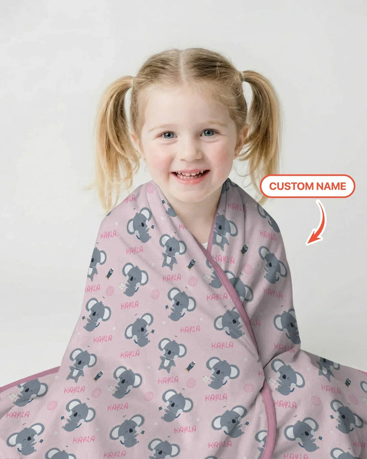 Custom Name Cosmic Koala Bamboo Blanket