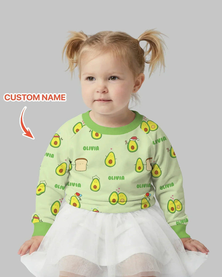 Custom Name Cute Avocado Bamboo Crewneck Sweatshirt