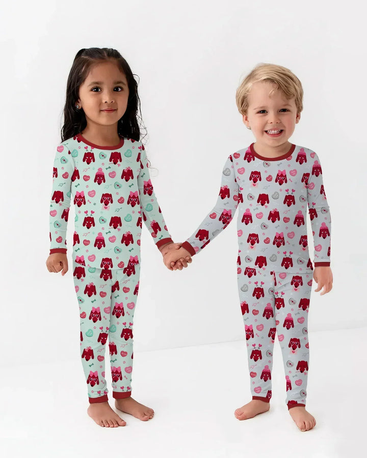 Dachshund Is My Valentine Bamboo Two Piece Short Sleeve Shorts Pajama Set
