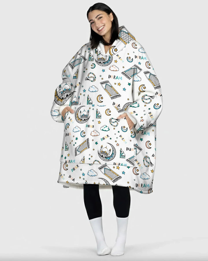 Dua, Dhikr, Dream Matching Family Wearable Bamboo Blanket Hoodie