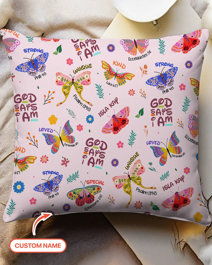 Custom Name God says I am Butterfly Bamboo Pillow Case