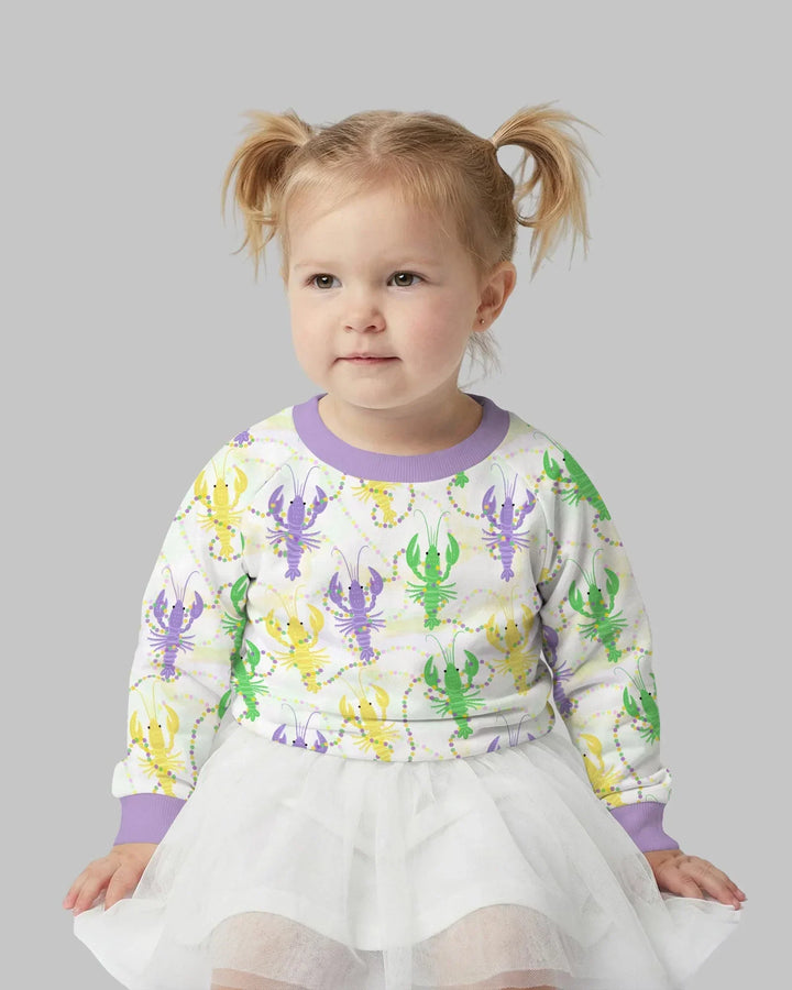 Mardi Gras Crawfish Family Matching Bamboo Crewneck Sweatshirt