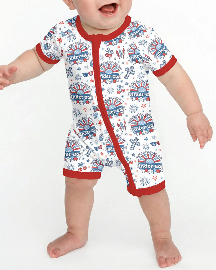 One Nation Under God Family Matching Bamboo Shorty Zippy
