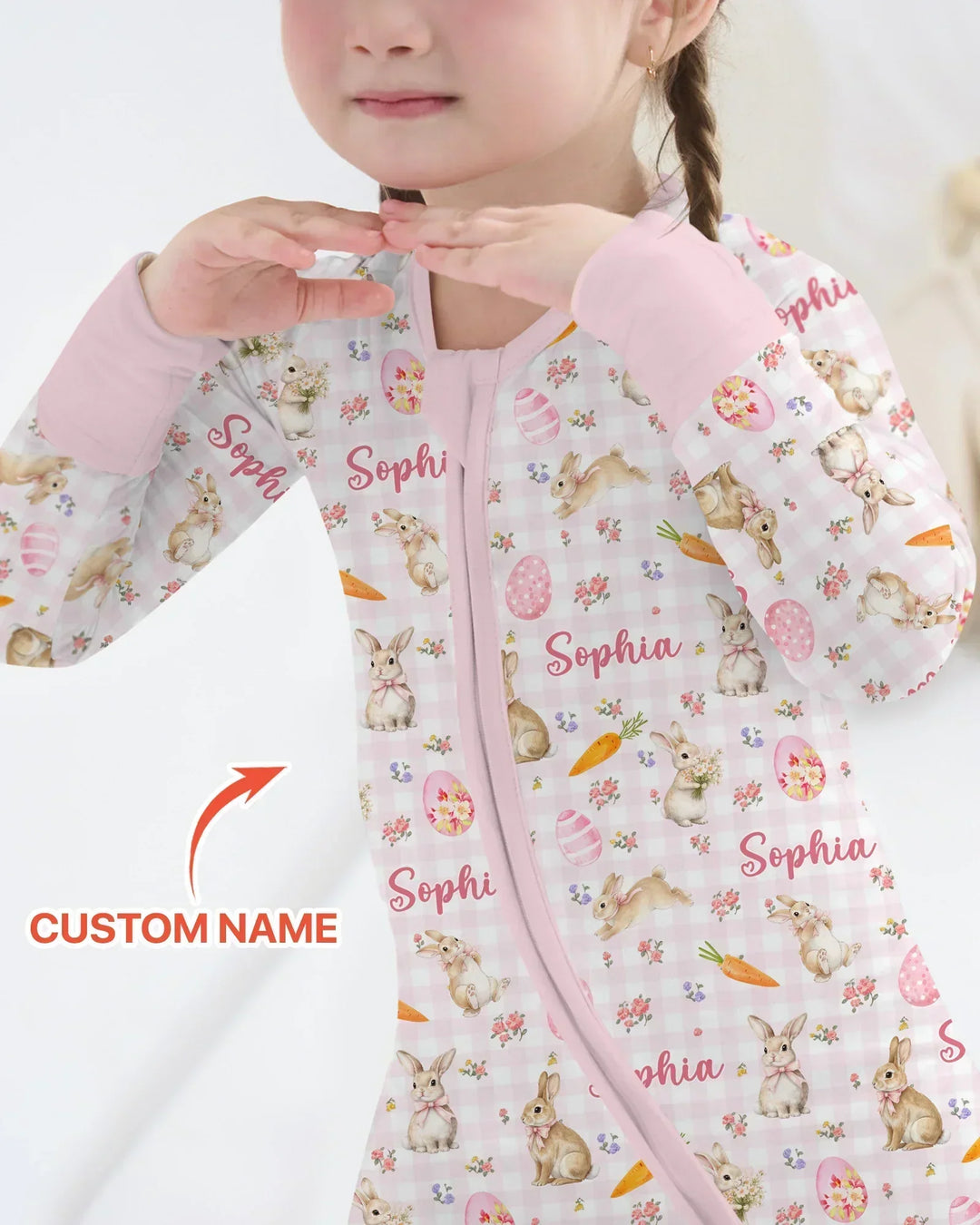Custom Name Bunny Garden Bamboo Convertible Zippy
