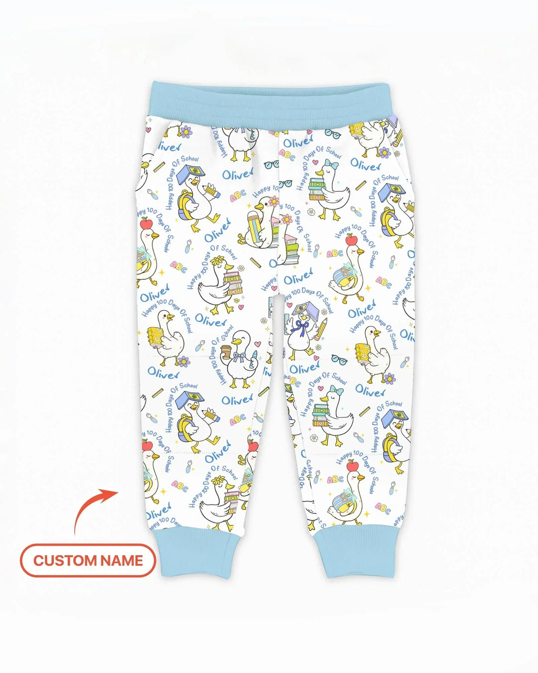 Custom Name Goose Happy 100 Days Of School Bamboo Jogger