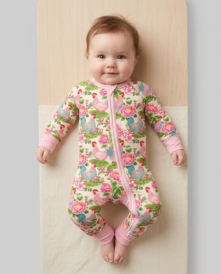 Chicken and Peony Mommy And Me Matching Bamboo Convertible Zippy