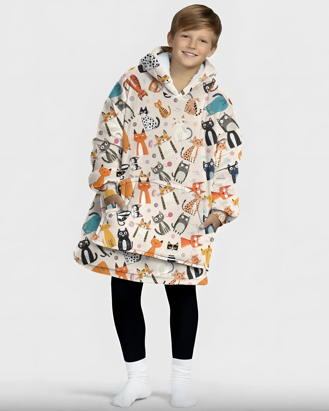 Goofy Mischief Cat Family Matching Custom Bamboo Blanket Hoodie