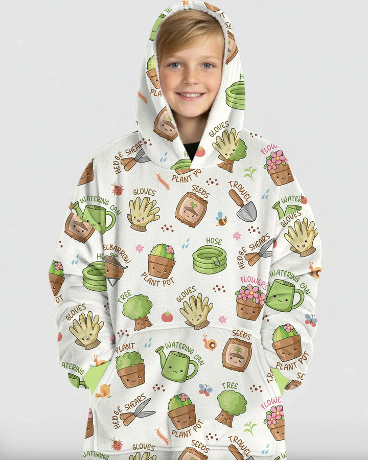 Kawaii Garden Crew Wearable Bamboo Blanket Hoodie