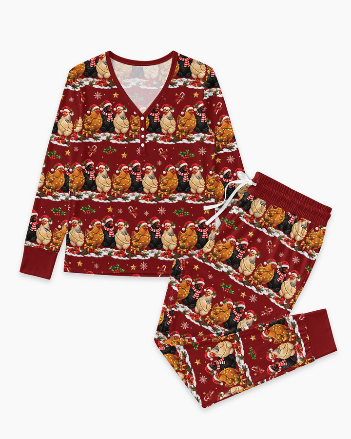 Farm Chicken Christmas Bamboo Women Pajama Set