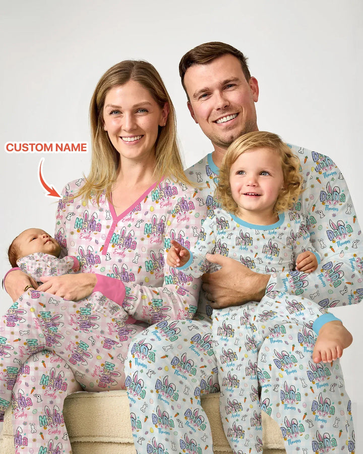 Custom Name Easter Family Matching Bamboo Men's Pajama Set