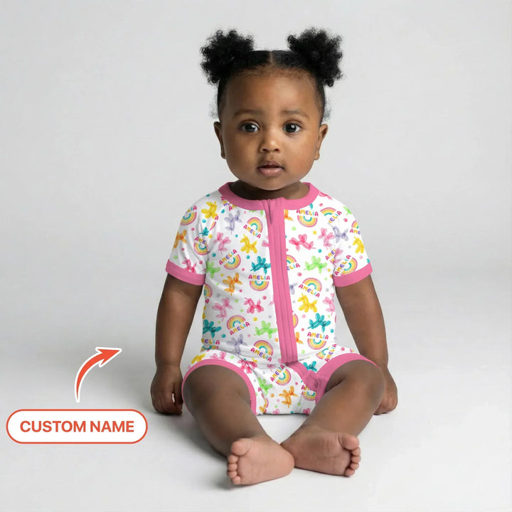 Sweet Balloon Dreams Custom Name Bamboo Shorty Zippy