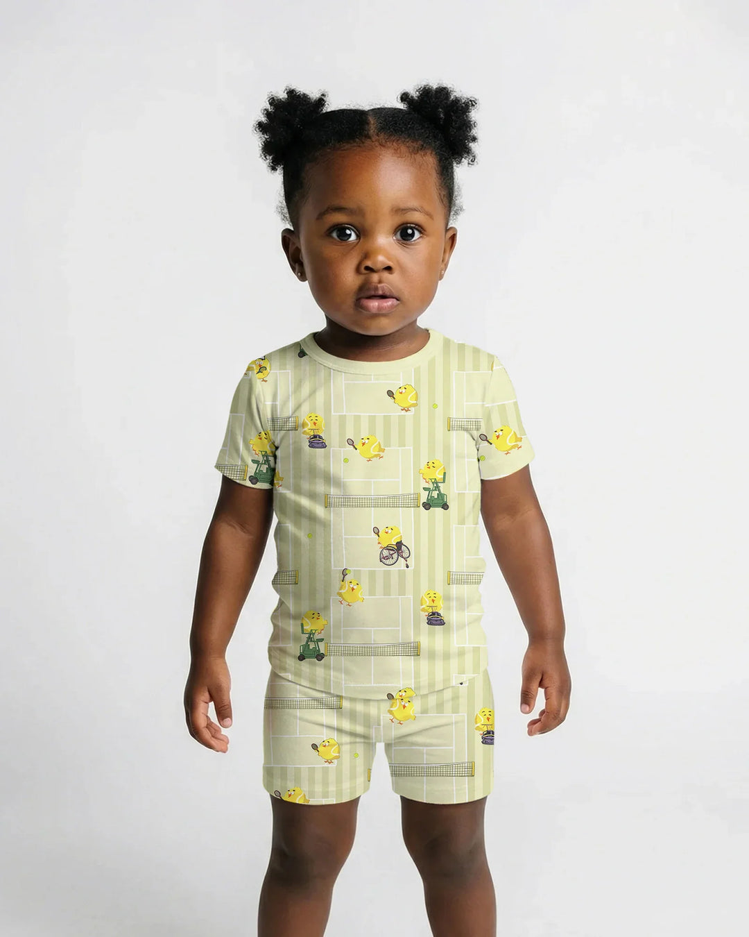 Tennis Bamboo Two Piece Short Sleeve Shorts Pajama Set