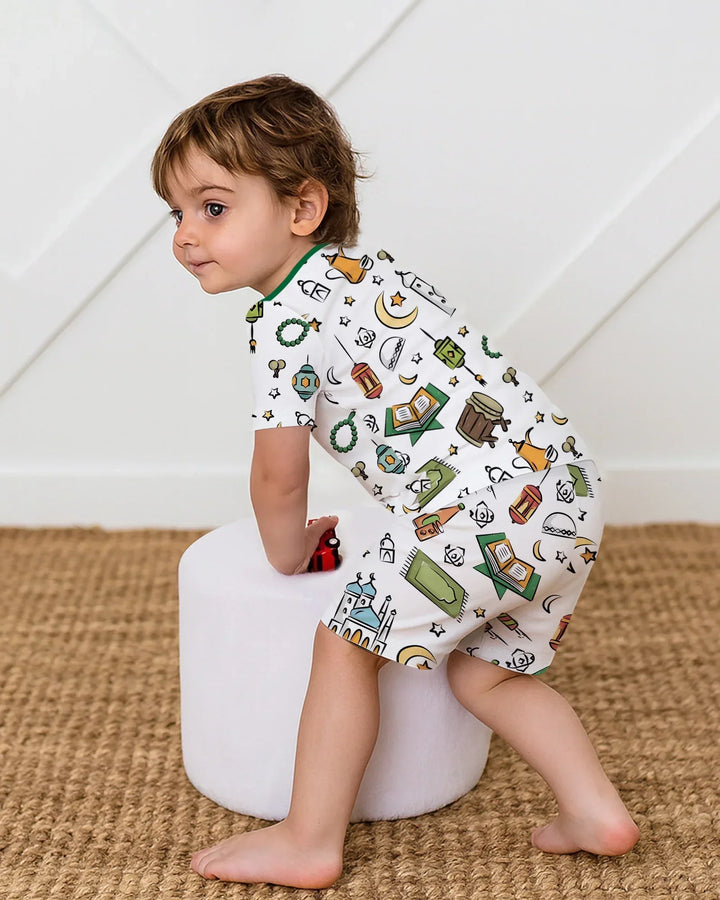 Ramadan Blessings Family Matching Bamboo Two Piece Short Sleeve Shorts Pajama Set