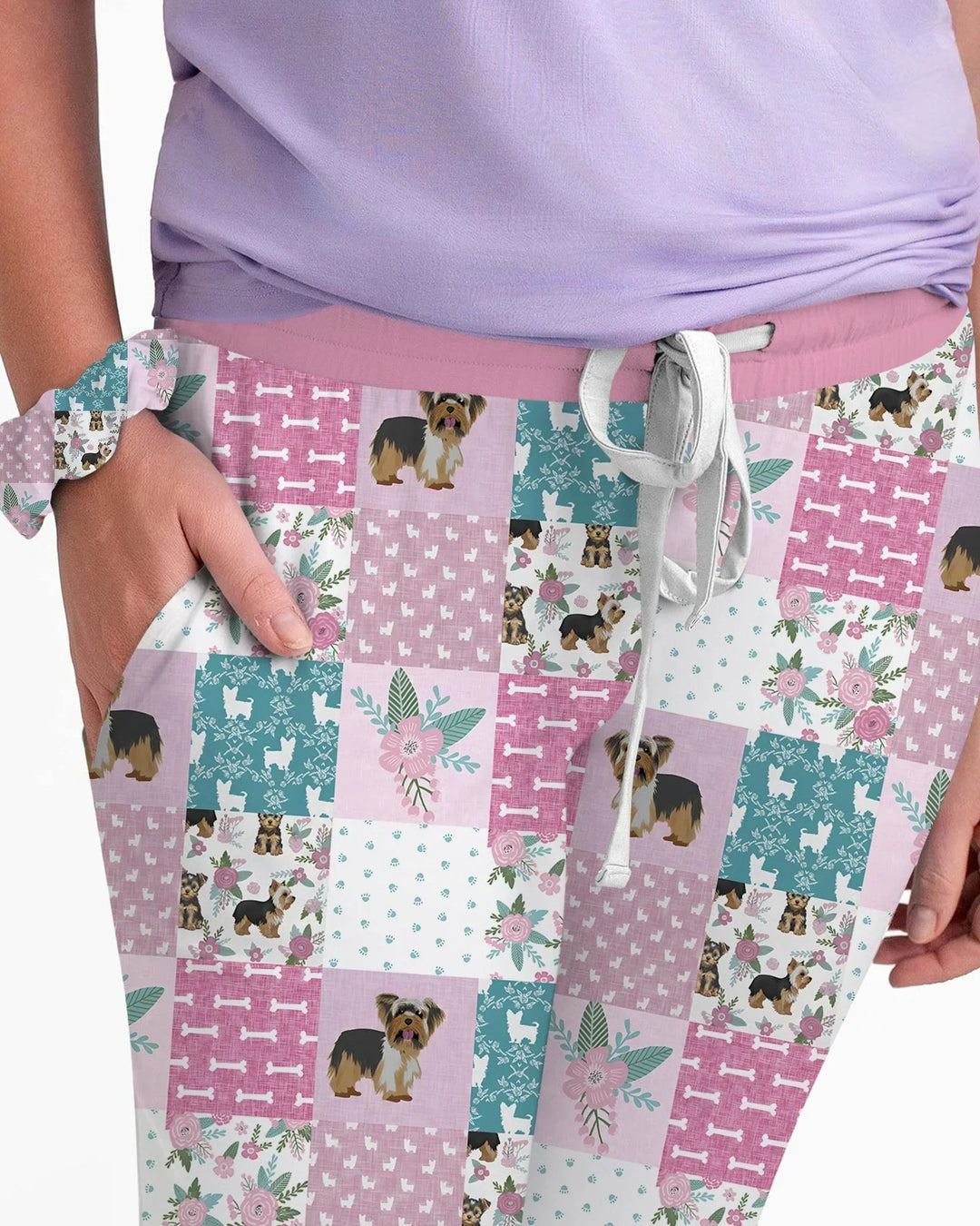 Floral Yorkie Grace Bamboo Women Pajama Set