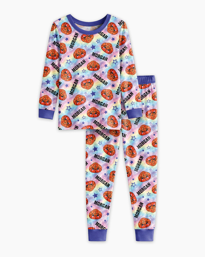 Personalized Sports Dumpling Custom Name Bamboo Two Piece Long Sleeve Pajama Set