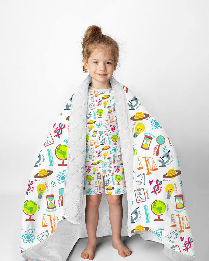 Tiny Scientist Explores The World  Bamboo Quilt Blanket