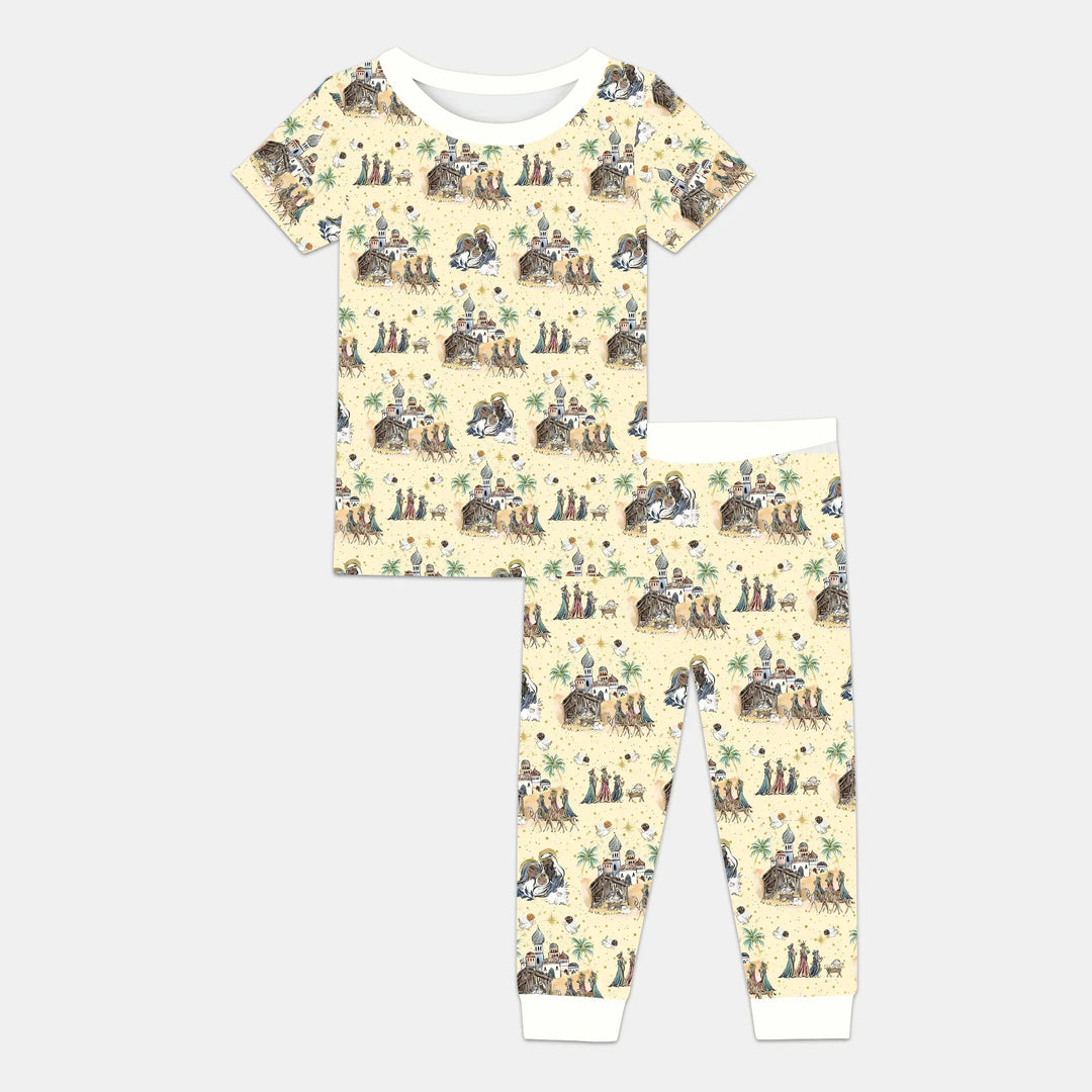 Nativity Christmas Family Matching Family Bamboo Two Piece Short Sleeve Pajama Set