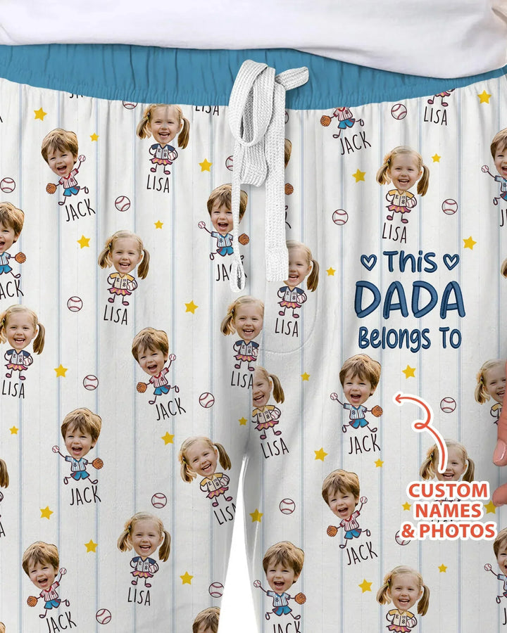 Embroidered Custom Dad And Mini Face  Bamboo Men's Pajama Set