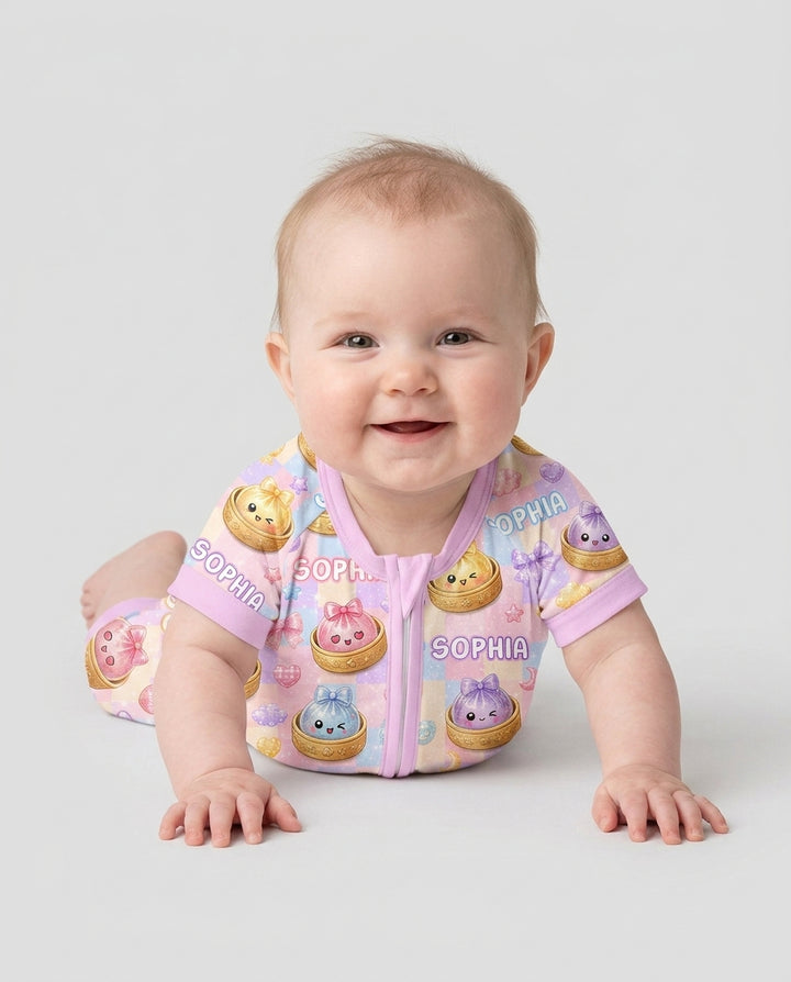 Custom Name Coquette Glitter Dumpling Bamboo Shorty Zippy