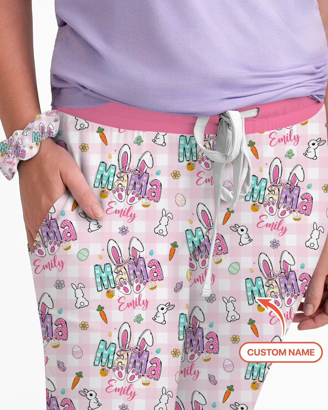 Custom Name Easter Family Matching Bamboo Women Pajama Set