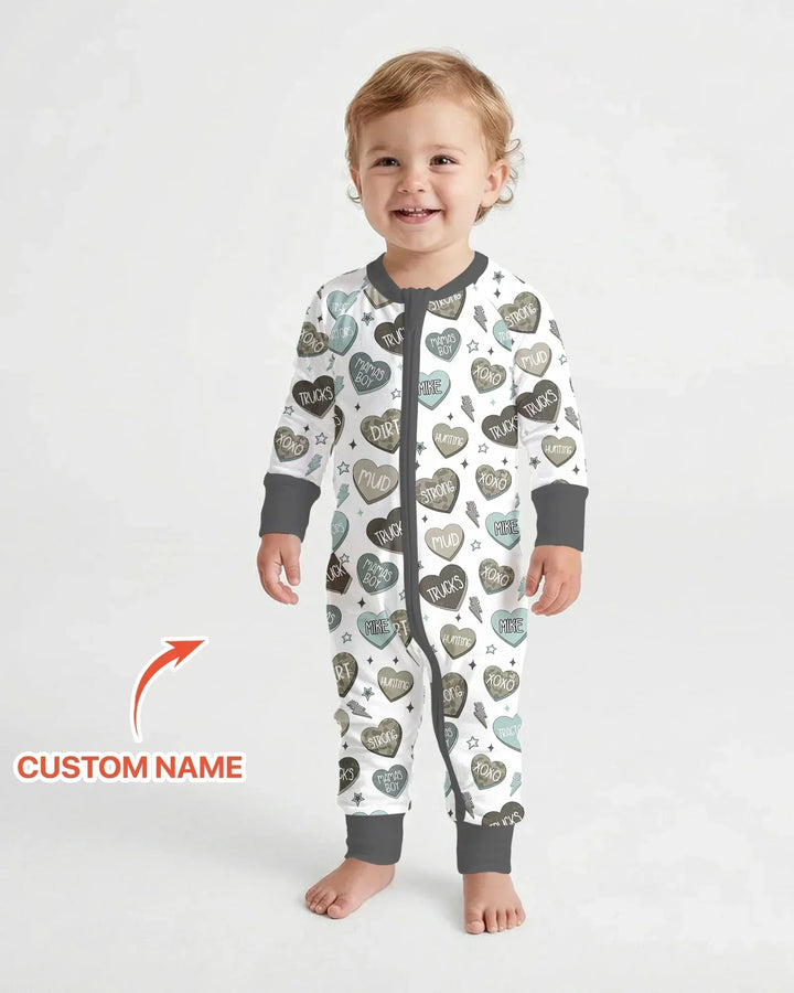 Personalized Camo Candy Hearts Bamboo Convertible Zippy