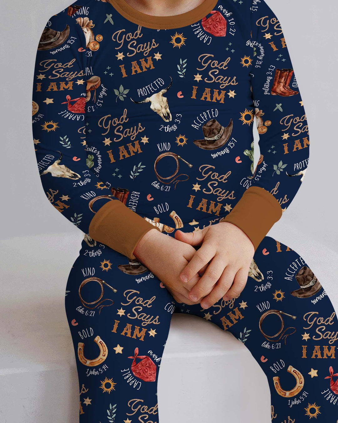 God Says I Am Western Faith Bamboo Two Piece Long Sleeve Pajama Set