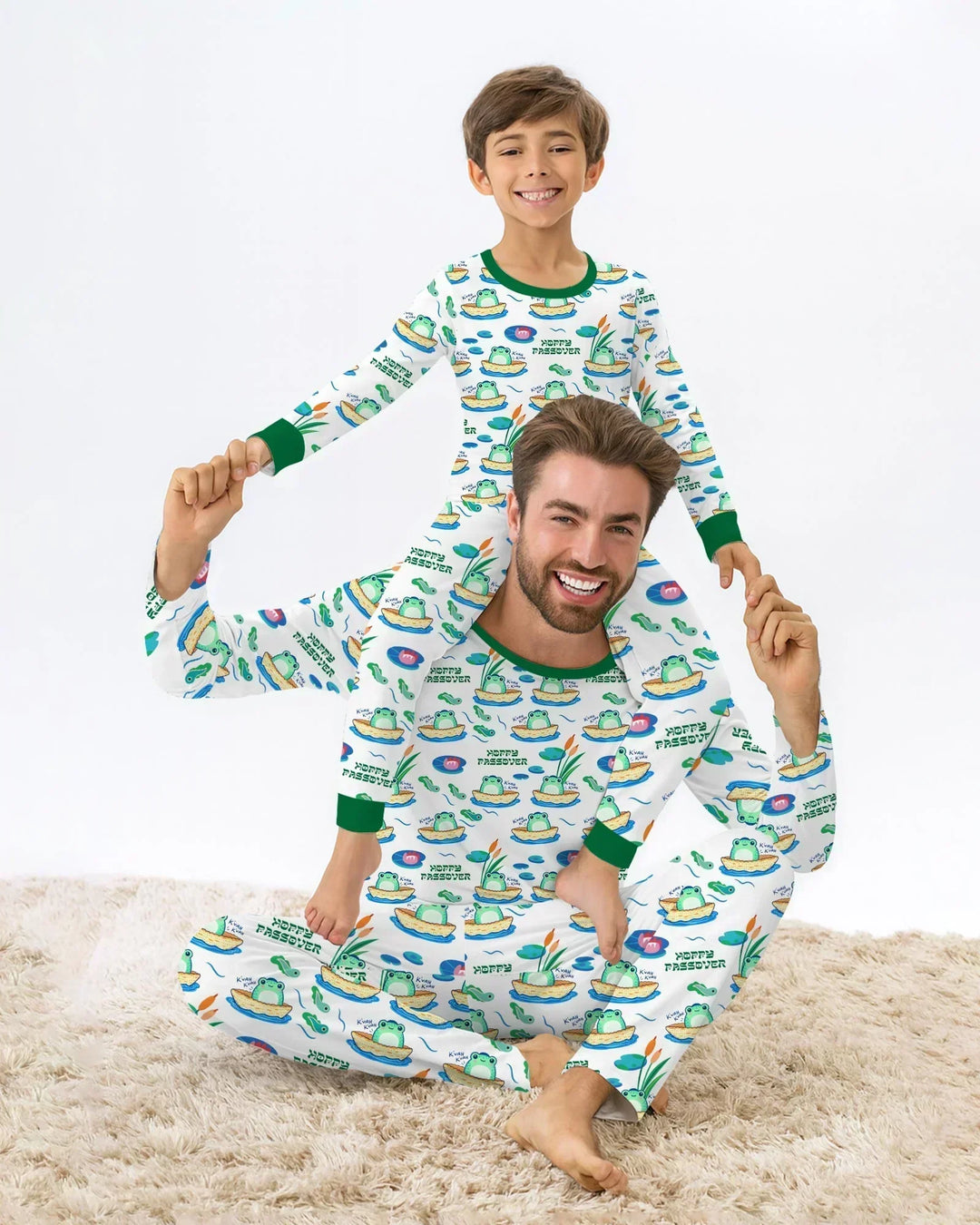 Hoppy Passover Family Matching Bamboo Two Piece Long Sleeve Pajama Set