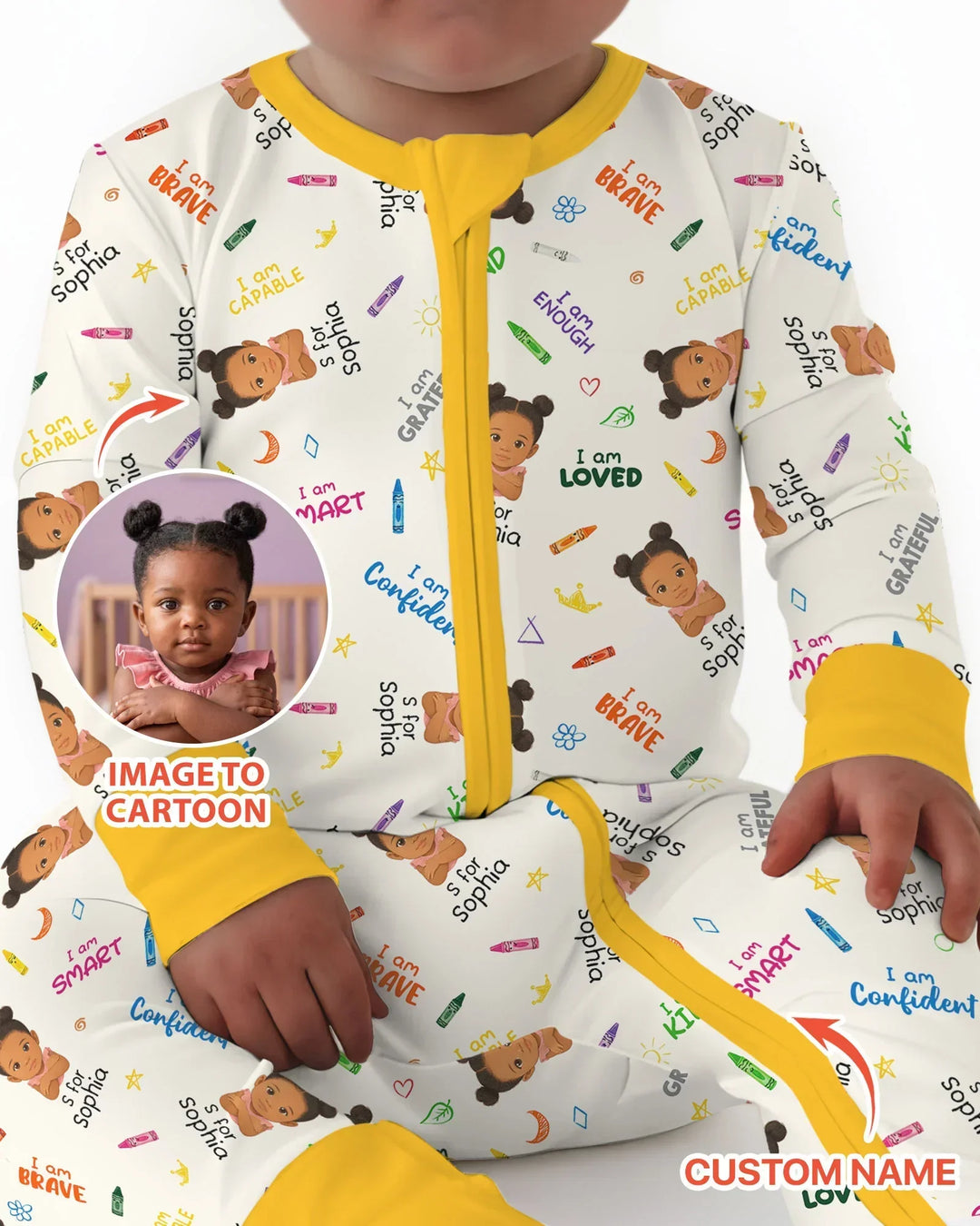 Kids Affirmations Custom  Bamboo Convertible Zippy
