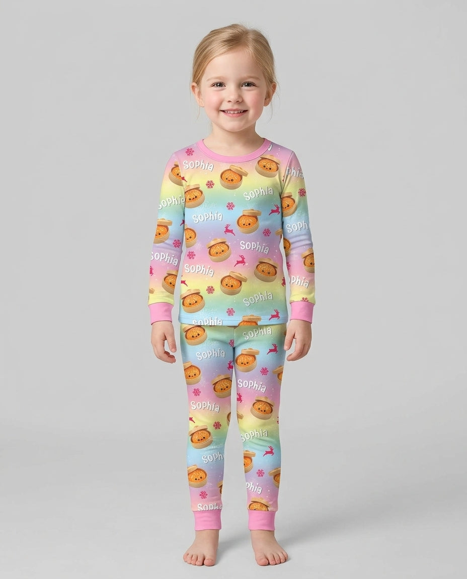 Christmas Cutie Dumpling Bamboo Two Piece Long Sleeve Pajama Set