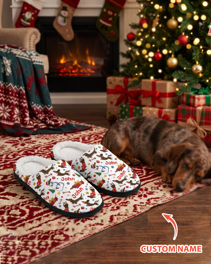 Candy Christmas Dog Flat Scuff Slipper