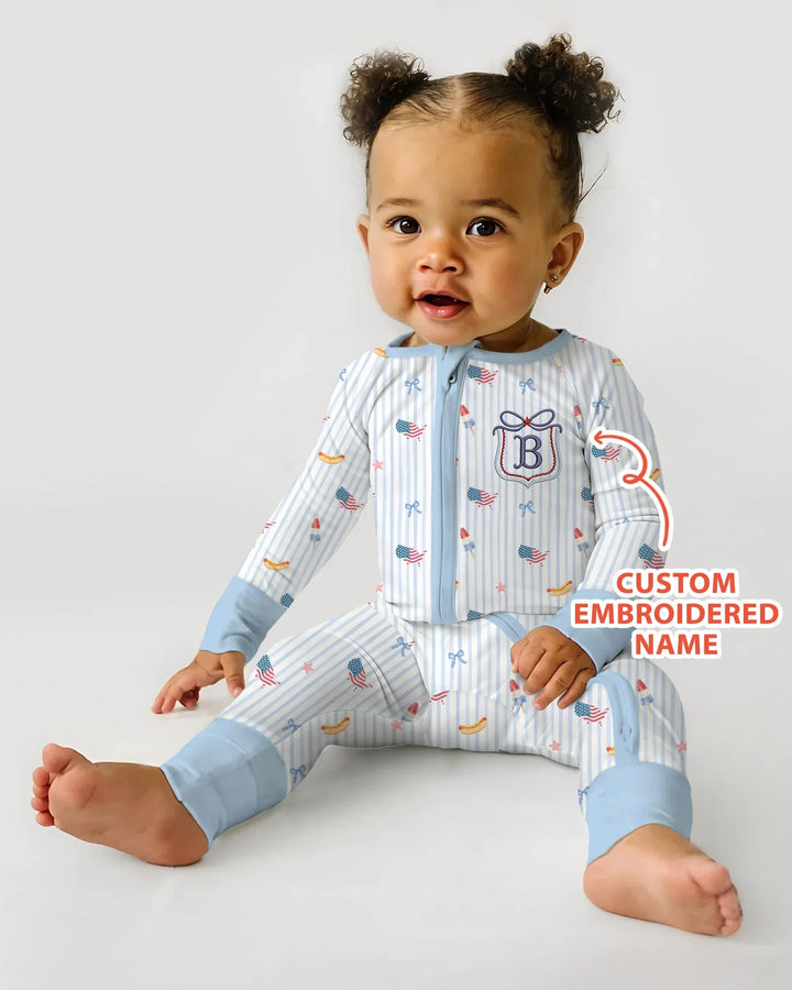 Personalized 4th Of July Embroidered Bamboo Convertible Zippy
