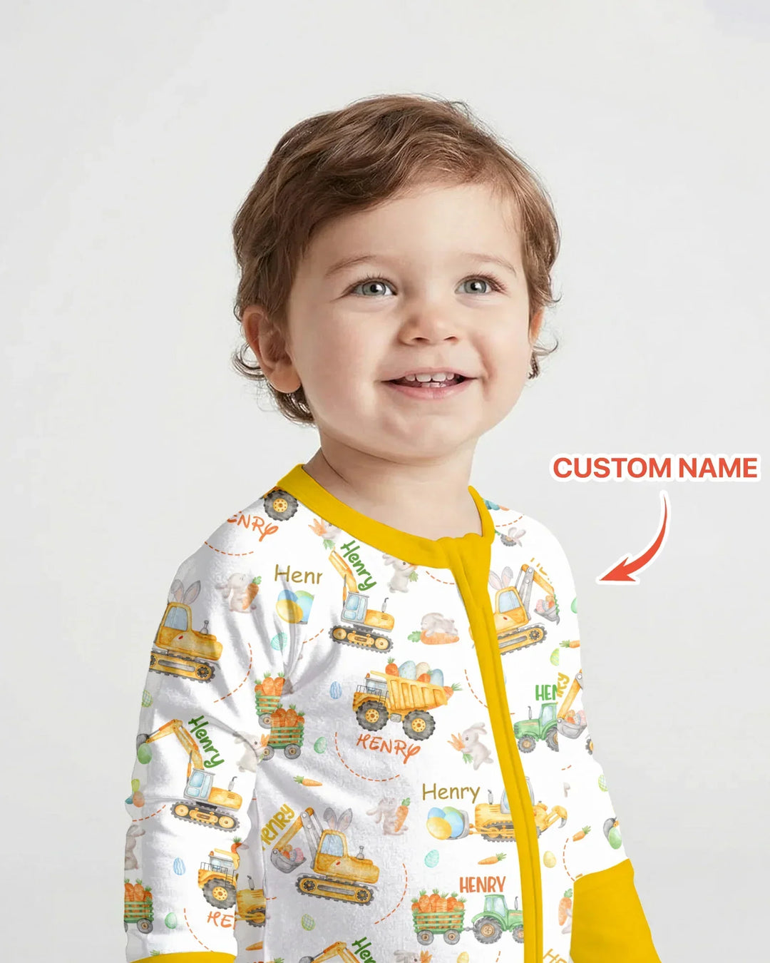 Easter Construction Vehicles Custom Name Bamboo Convertible Zippy