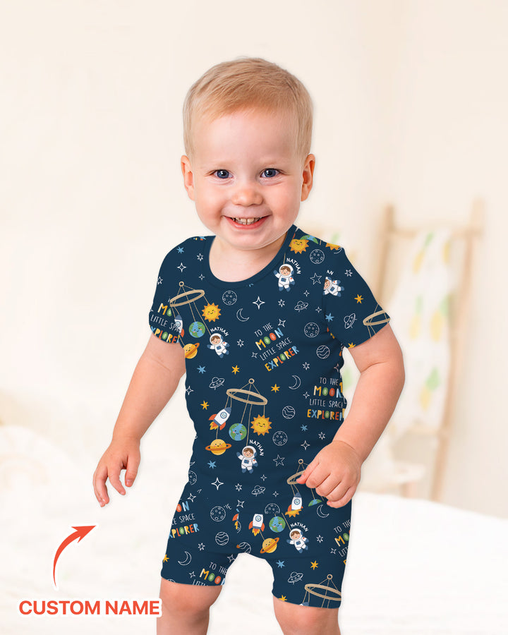 Little Astronaut Big Dream Bamboo Two Piece Short Sleeve Shorts Pajama Set