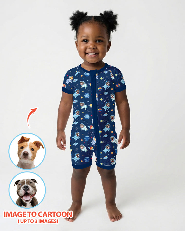 Astronaut Custom Pet Image Family Matching Bamboo Shorty Zippy