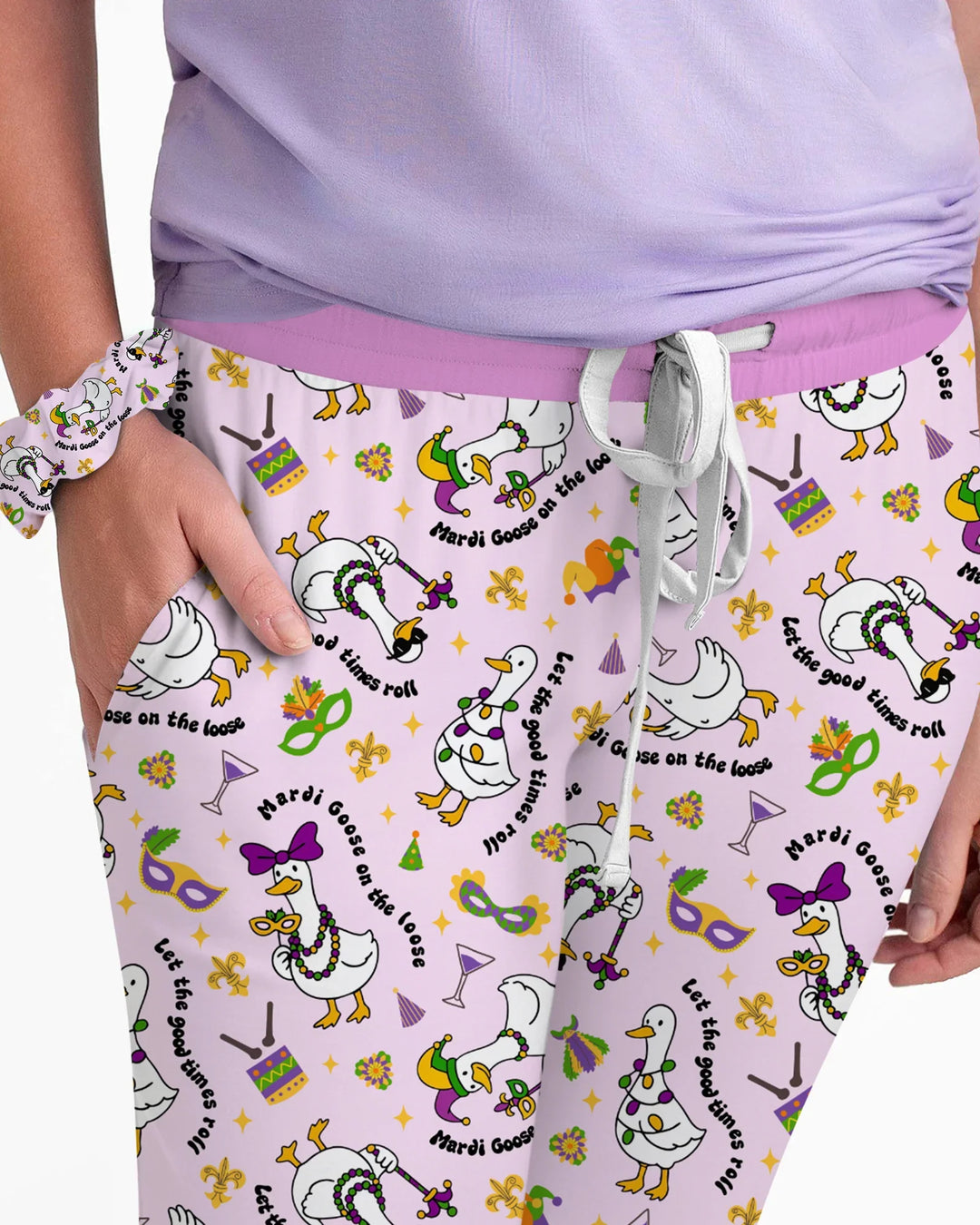 Mardi Gras Silly Goose Bamboo Women Pajama Set