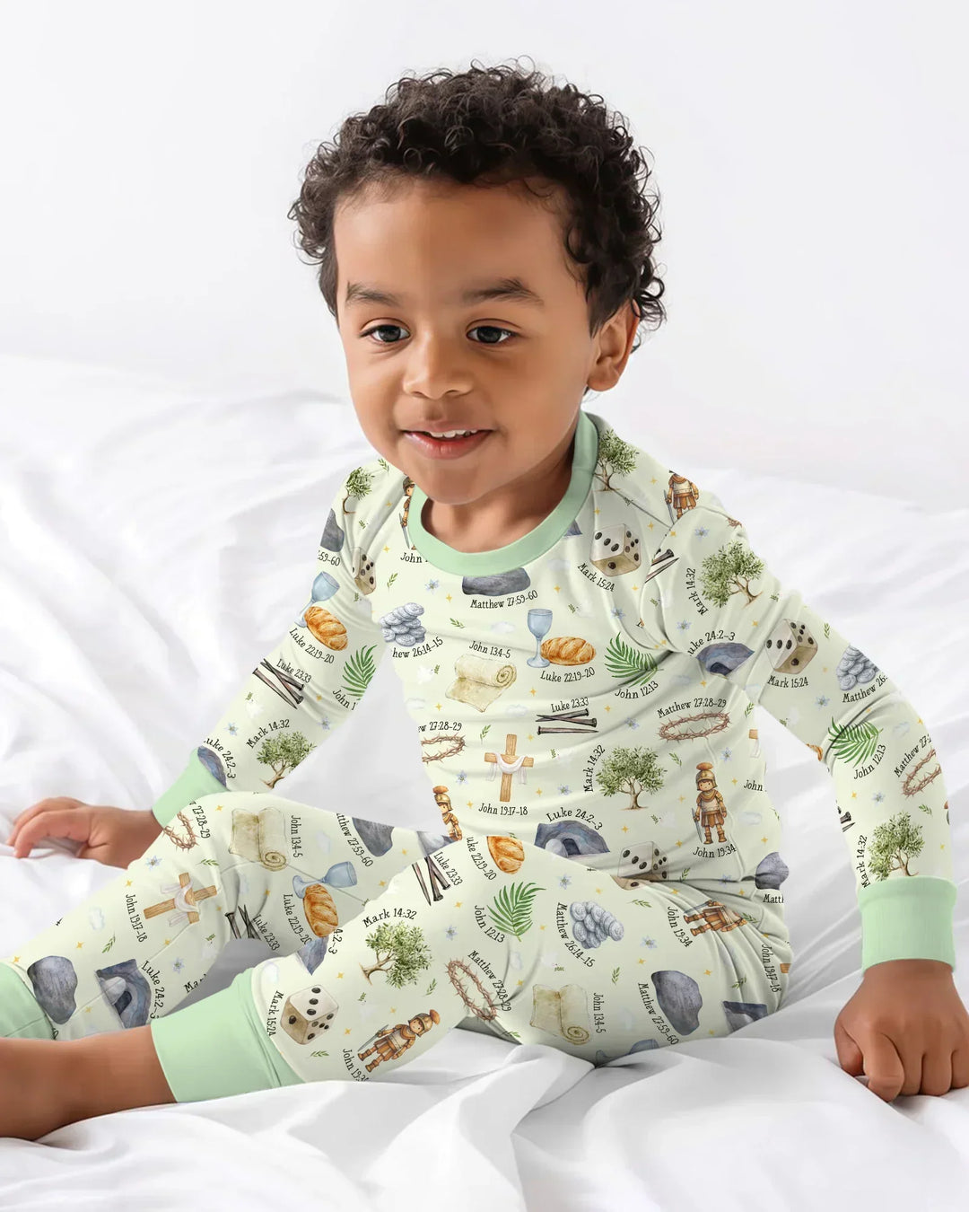 He Is Risen Family Matching Bamboo Two Piece Long Sleeve Pajama Set