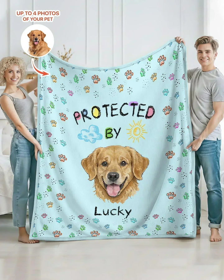 Custom Photo Crayon "Protected By" Bamboo Blanket