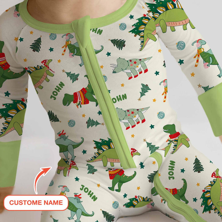 Custom Name Dinosaurs Christmas Tree Bamboo Convertible Zippy