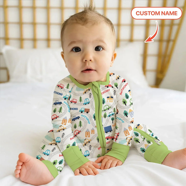 Custom Name Road Map Bamboo Convertible Zippy